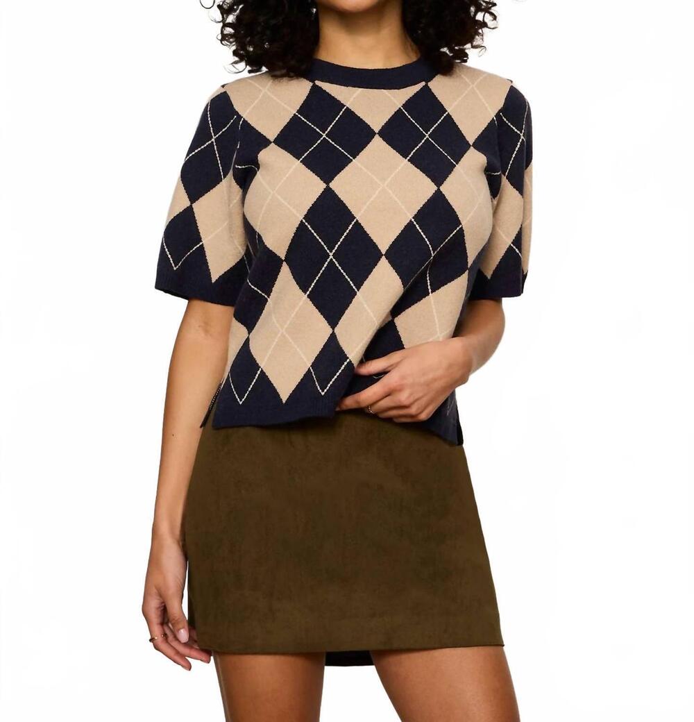 NEW SANCTUARY perfect loma argyle sweater tee in beige/neutral pattern
